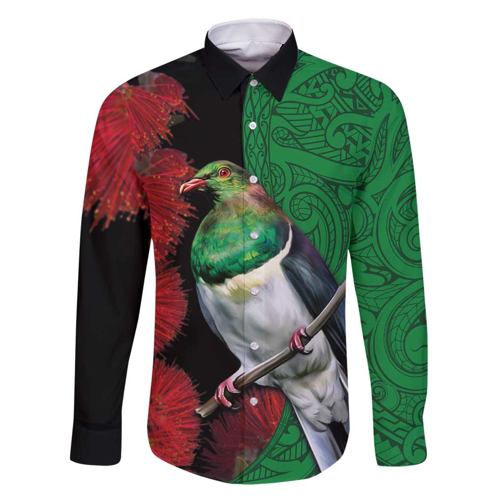 New Zealand Kereru And Pohutukawa Family Matching Mermaid Dress and Hawaiian Shirt Maori Tribal Tattoo