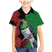 New Zealand Kereru And Pohutukawa Family Matching Mermaid Dress and Hawaiian Shirt Maori Tribal Tattoo