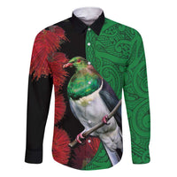 New Zealand Kereru And Pohutukawa Family Matching Short Sleeve Bodycon Dress and Hawaiian Shirt Maori Tribal Tattoo