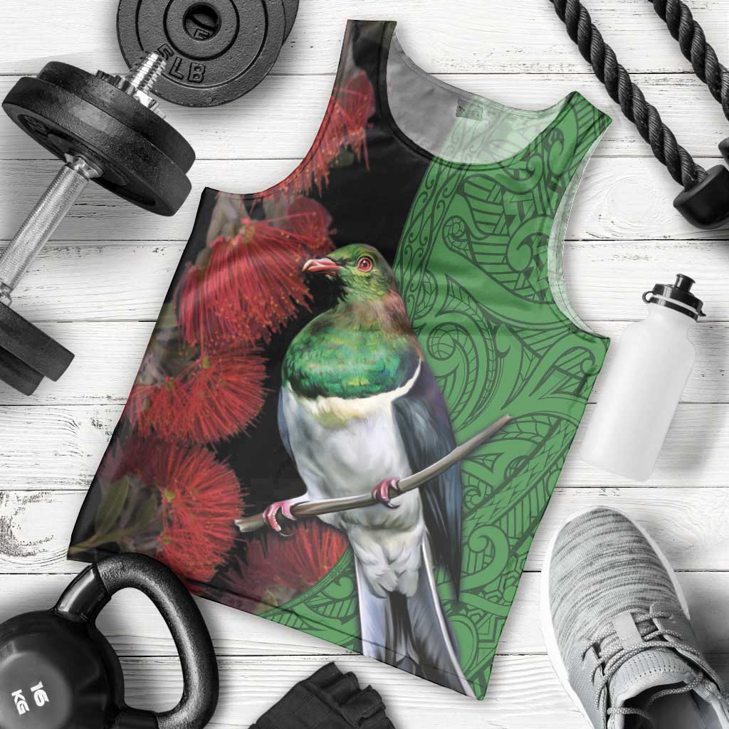 New Zealand Kereru And Pohutukawa Men Tank Top Maori Tribal Tattoo