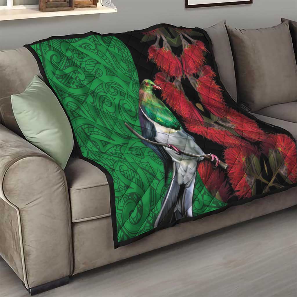 New Zealand Kereru And Pohutukawa Quilt Maori Tribal Tattoo LT03 - Polynesian Pride