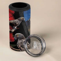 New Zealand Kea And Pohutukawa 4 in 1 Can Cooler Tumbler With The Mountain Landscape