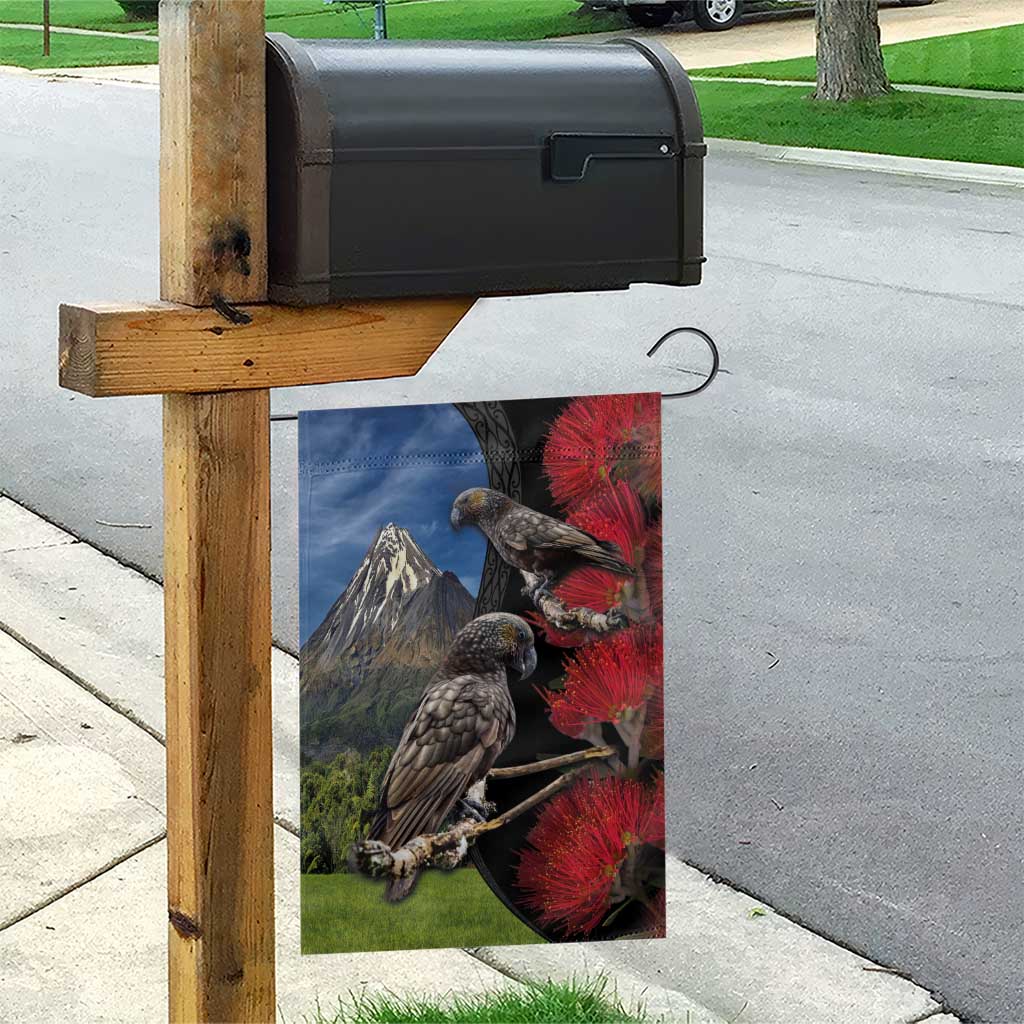 New Zealand Kea And Pohutukawa Garden Flag With The Mountain Landscape LT03 - Polynesian Pride