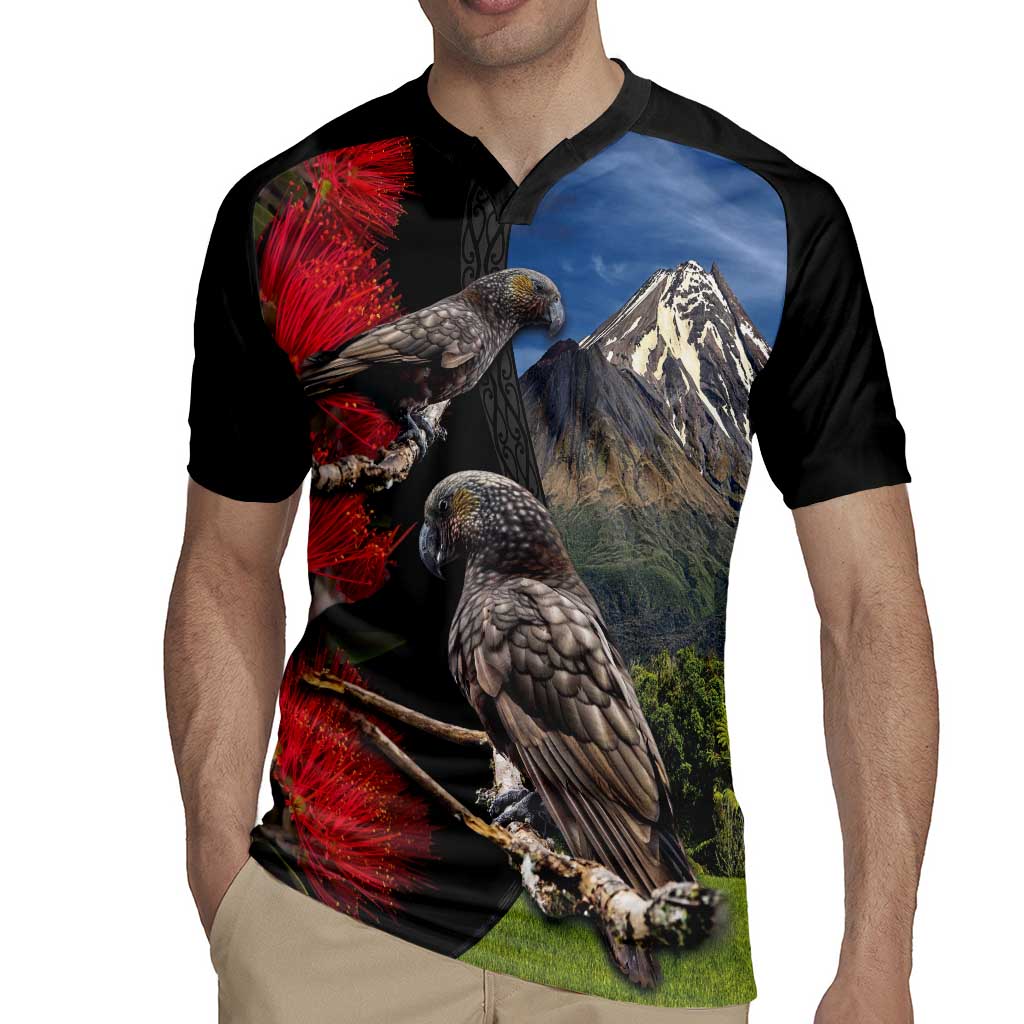 New Zealand Kea And Pohutukawa Rugby Jersey With The Mountain Landscape LT03 - Polynesian Pride