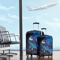 New Zealand Tui Bird Luggage Cover The Pleiades Star Cluster and Koru Tribal Tattoo Galaxy Vibe LT03 - Polynesian Pride