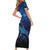 New Zealand Tui Bird Short Sleeve Bodycon Dress The Pleiades Star Cluster and Koru Tribal Tattoo Galaxy Vibe