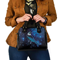 New Zealand Tui Bird Shoulder Handbag The Pleiades Star Cluster and Koru Tribal Tattoo Galaxy Vibe