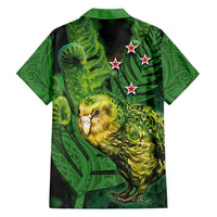 New Zealand Kkp Hawaiian Shirt Silver Fern with Close up of Green Fern Leaves and Maori Tattoo LT03 - Polynesian Pride