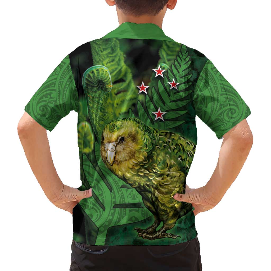 New Zealand Kkp Hawaiian Shirt Silver Fern with Close up of Green Fern Leaves and Maori Tattoo LT03 - Polynesian Pride