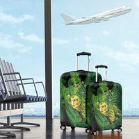New Zealand Kkp Luggage Cover Silver Fern with Close up of Green Fern Leaves and Maori Tattoo LT03 - Polynesian Pride