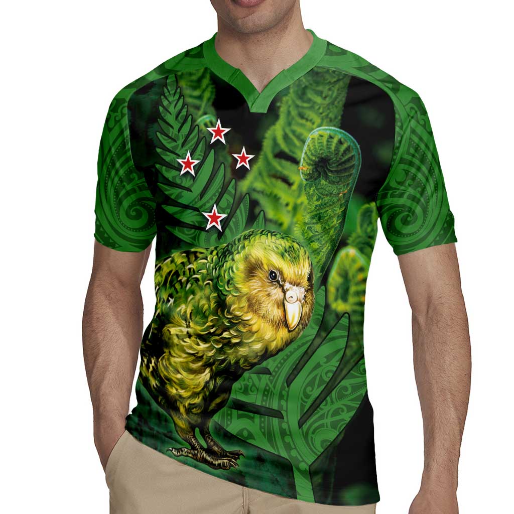 New Zealand Kkp Rugby Jersey Silver Fern with Close up of Green Fern Leaves and Maori Tattoo LT03 - Polynesian Pride