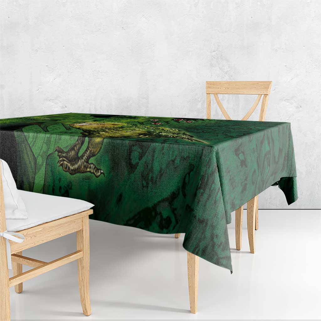 New Zealand Kkp Tablecloth Silver Fern with Close up of Green Fern Leaves and Maori Tattoo LT03 - Polynesian Pride