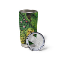 New Zealand Kkp Tumbler Cup Silver Fern with Close up of Green Fern Leaves and Maori Tattoo LT03 - Polynesian Pride