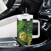 New Zealand Kkp Tumbler With Handle Silver Fern with Close up of Green Fern Leaves and Maori Tattoo LT03 - Polynesian Pride