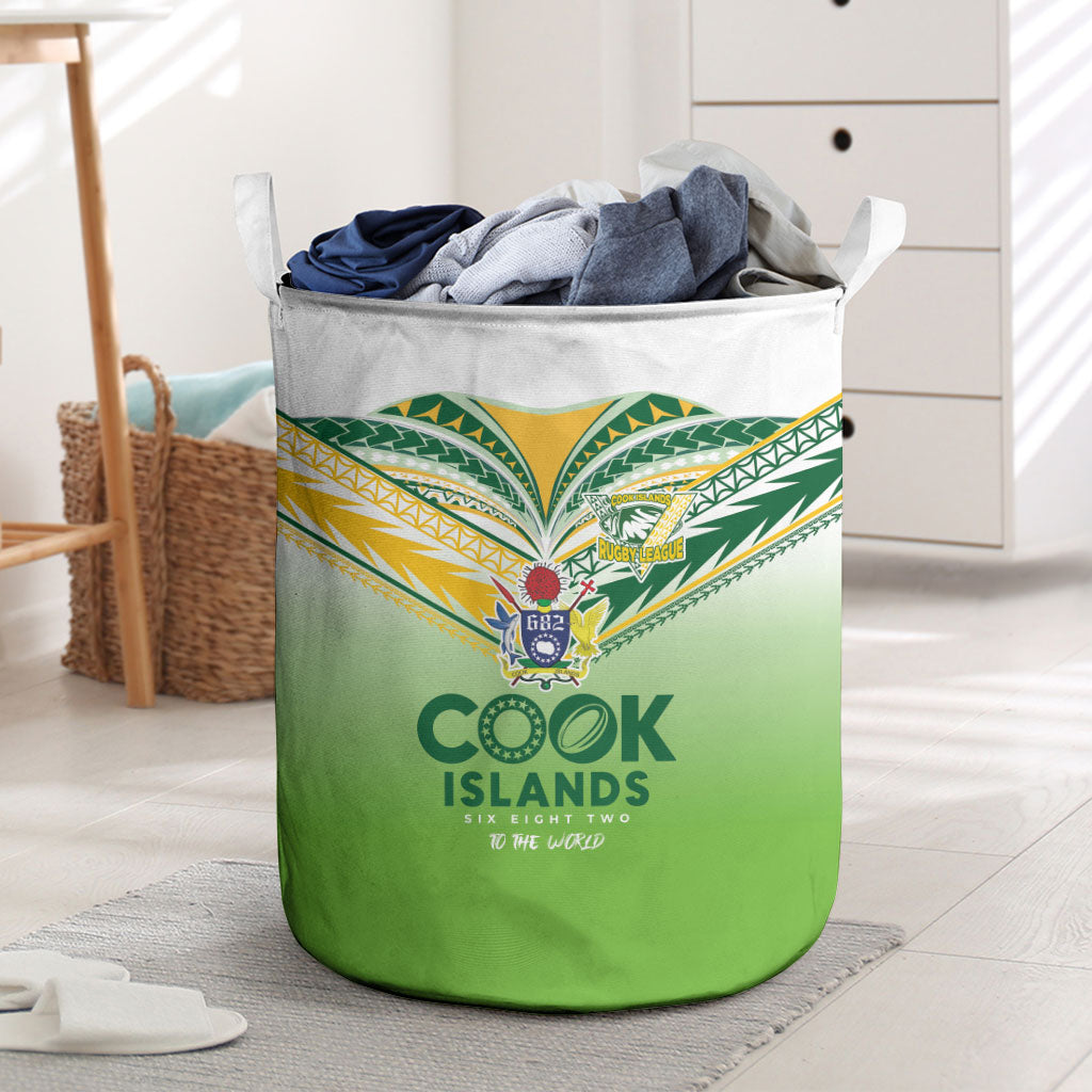 Cook Islands Rugby Laundry Basket Six Eight Two to The World - Tatau Tribal Motif LT03 Multicolor - Polynesian Pride