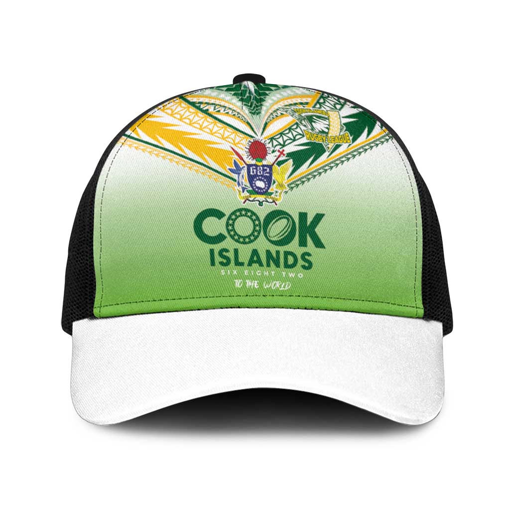 Cook Islands Rugby Baseball Net Cap Six Eight Two to The World - Tatau Tribal Motif LT03 One Size Black Multicolor - Polynesian Pride