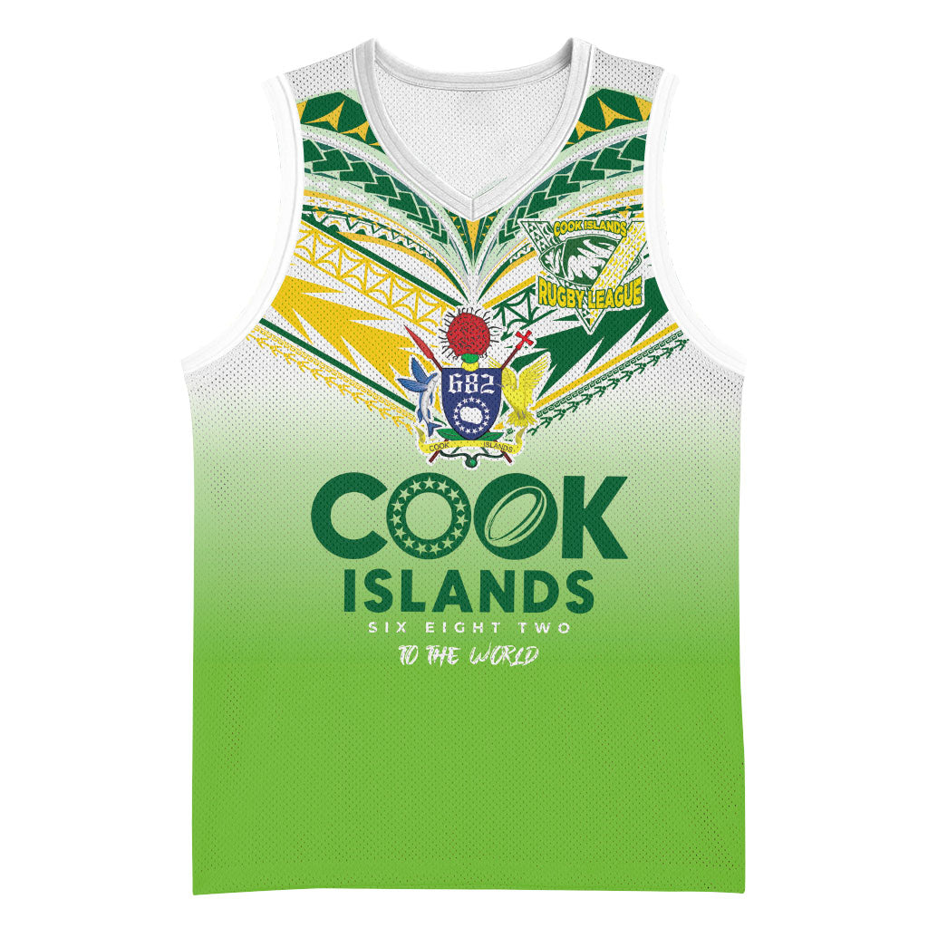 Cook Islands Rugby Basketball Jersey Six Eight Two to The World - Tatau Tribal Motif