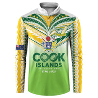 Cook Islands Rugby Button Sweatshirt Six Eight Two to The World - Tatau Tribal Motif LT03 Multicolor - Polynesian Pride