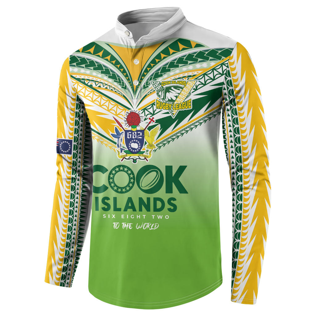Cook Islands Rugby Button Sweatshirt Six Eight Two to The World - Tatau Tribal Motif LT03 - Polynesian Pride
