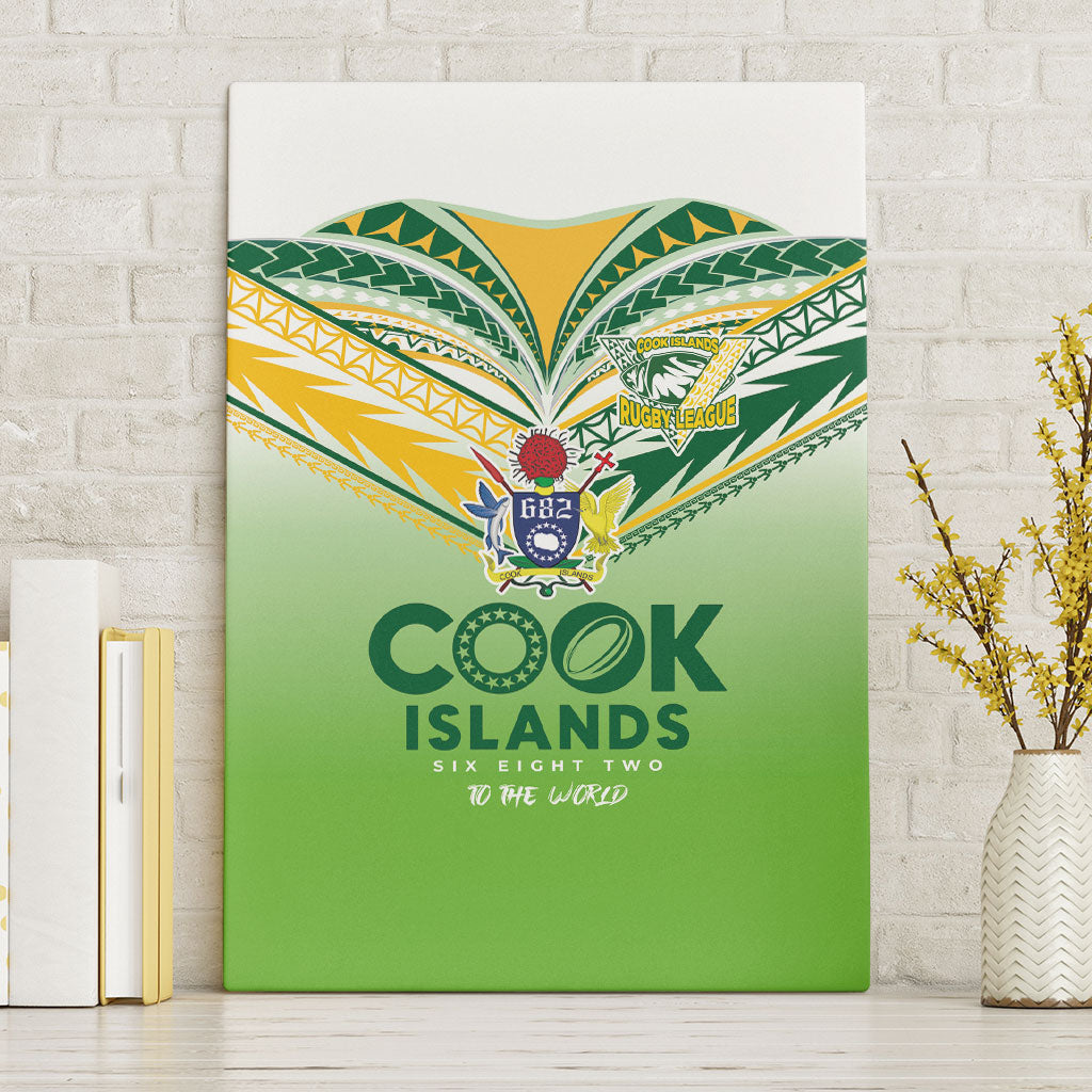 Cook Islands Rugby Canvas Wall Art Six Eight Two to The World - Tatau Tribal Motif LT03 Without Frame Multicolor - Polynesian Pride