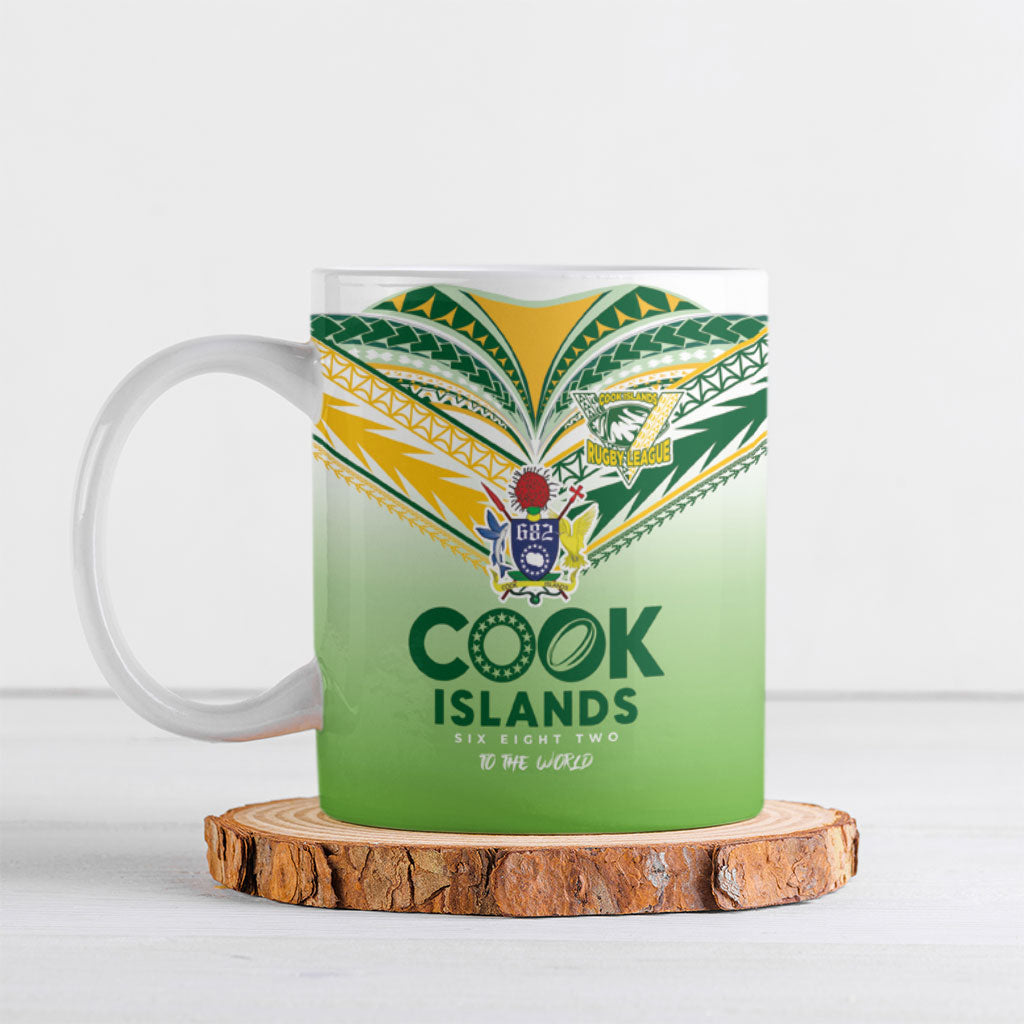Cook Islands Rugby Ceramic Mug Six Eight Two to The World - Tatau Tribal Motif
