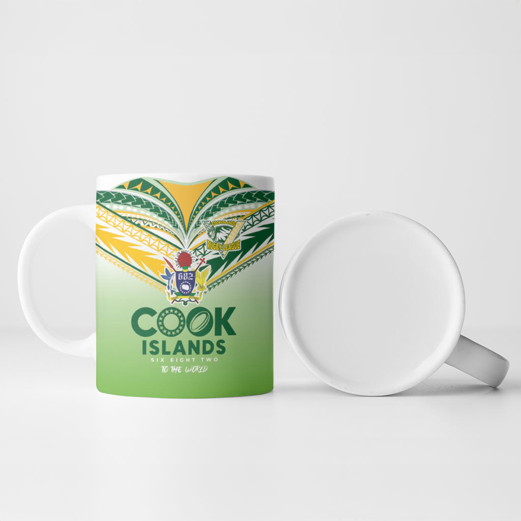 Cook Islands Rugby Ceramic Mug Six Eight Two to The World - Tatau Tribal Motif