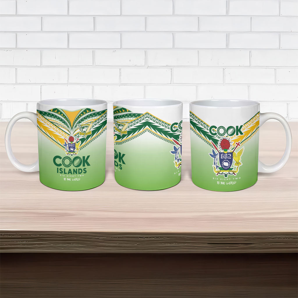 Cook Islands Rugby Ceramic Mug Six Eight Two to The World - Tatau Tribal Motif