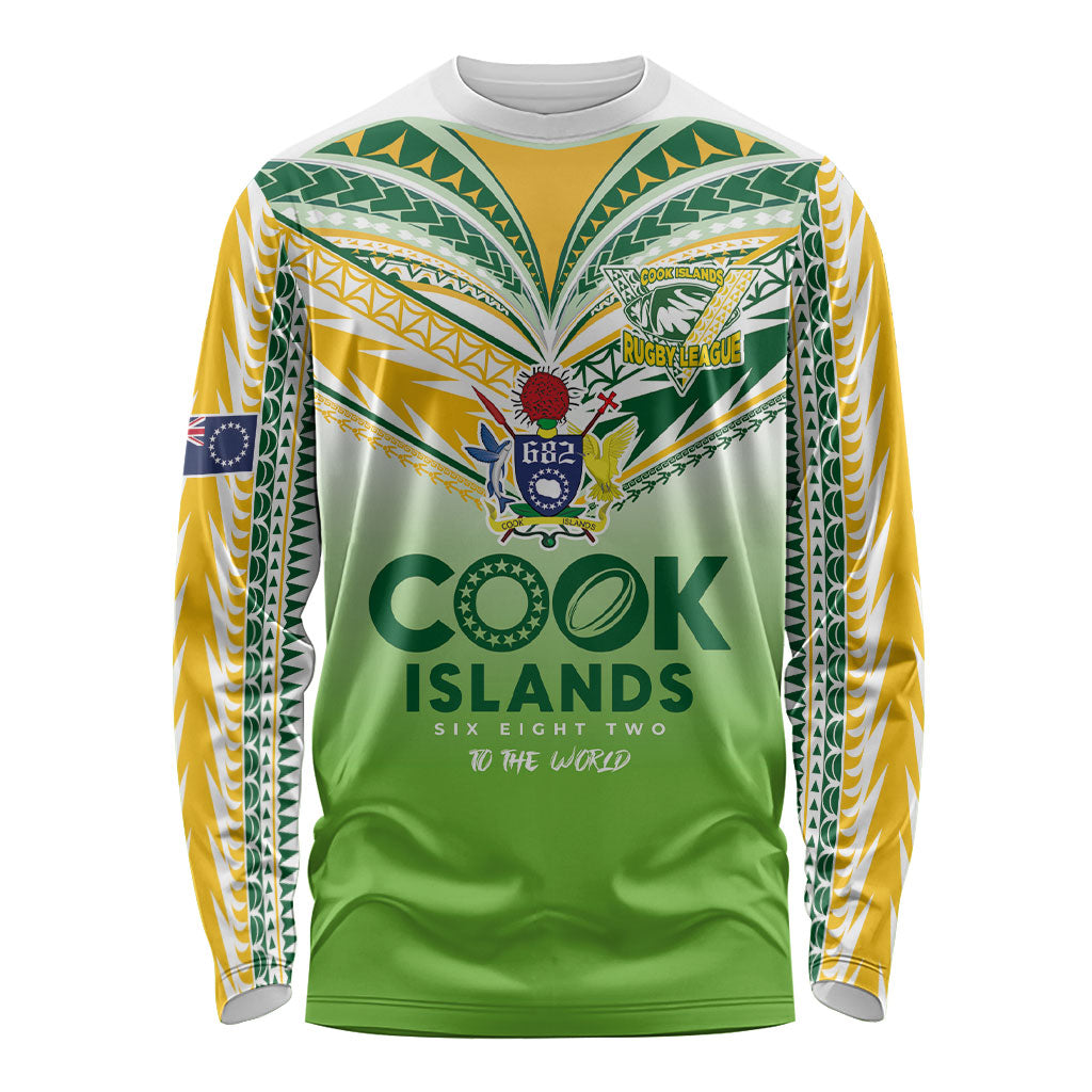 Cook Islands Rugby Long Sleeve Shirt Six Eight Two to The World - Tatau Tribal Motif LT03 Unisex Multicolor - Polynesian Pride