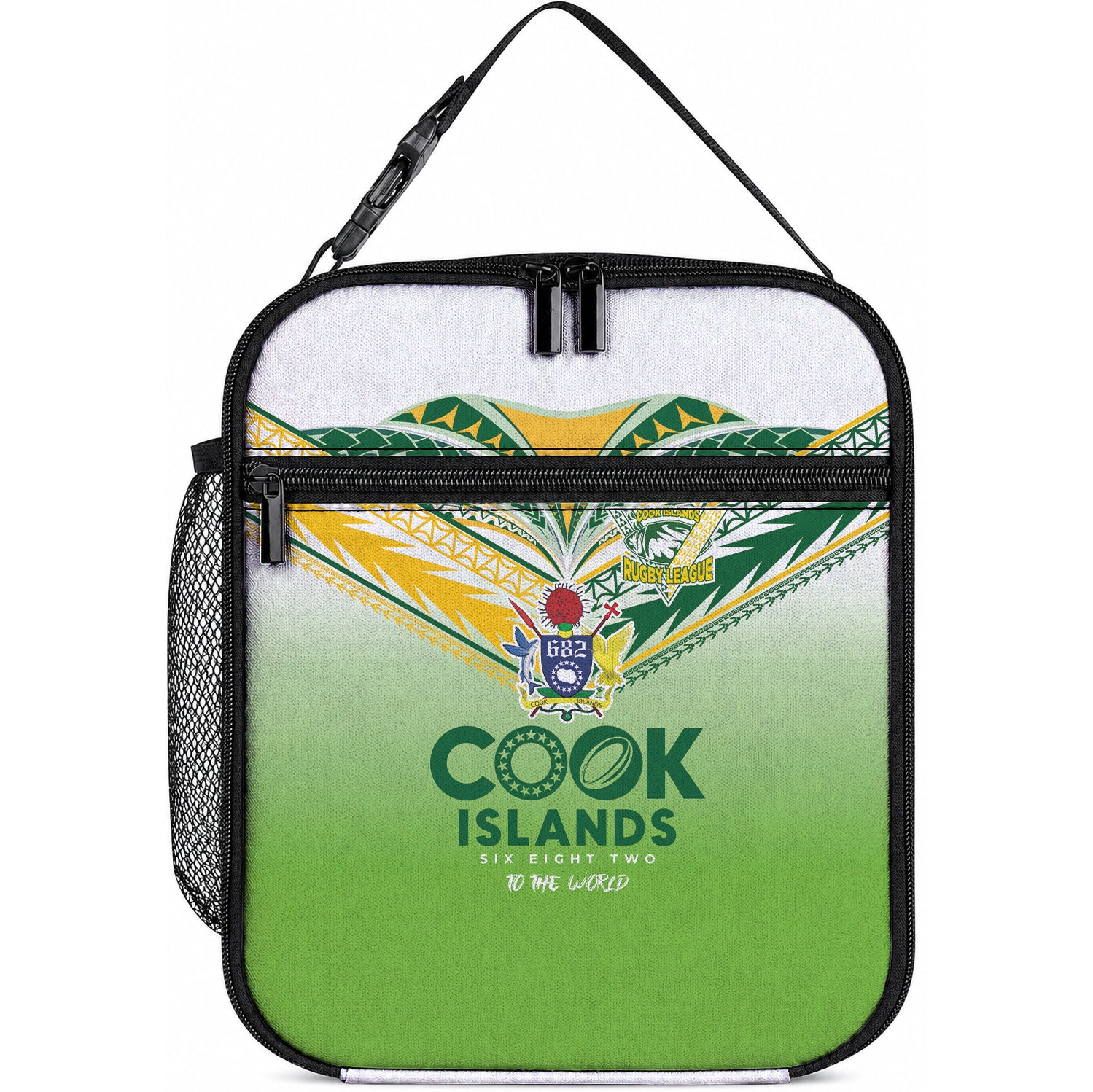 Cook Islands Rugby Lunch Bag Six Eight Two to The World - Tatau Tribal Motif LT03 10.2 × 8.3 × 4.3 inch Multicolor - Polynesian Pride