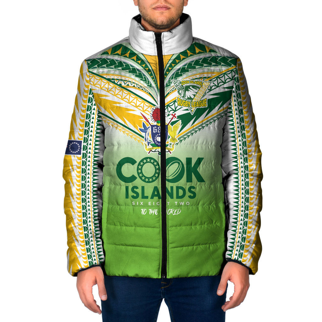Cook Islands Rugby Padded Jacket Six Eight Two to The World - Tatau Tribal Motif LT03 Men Multicolor - Polynesian Pride
