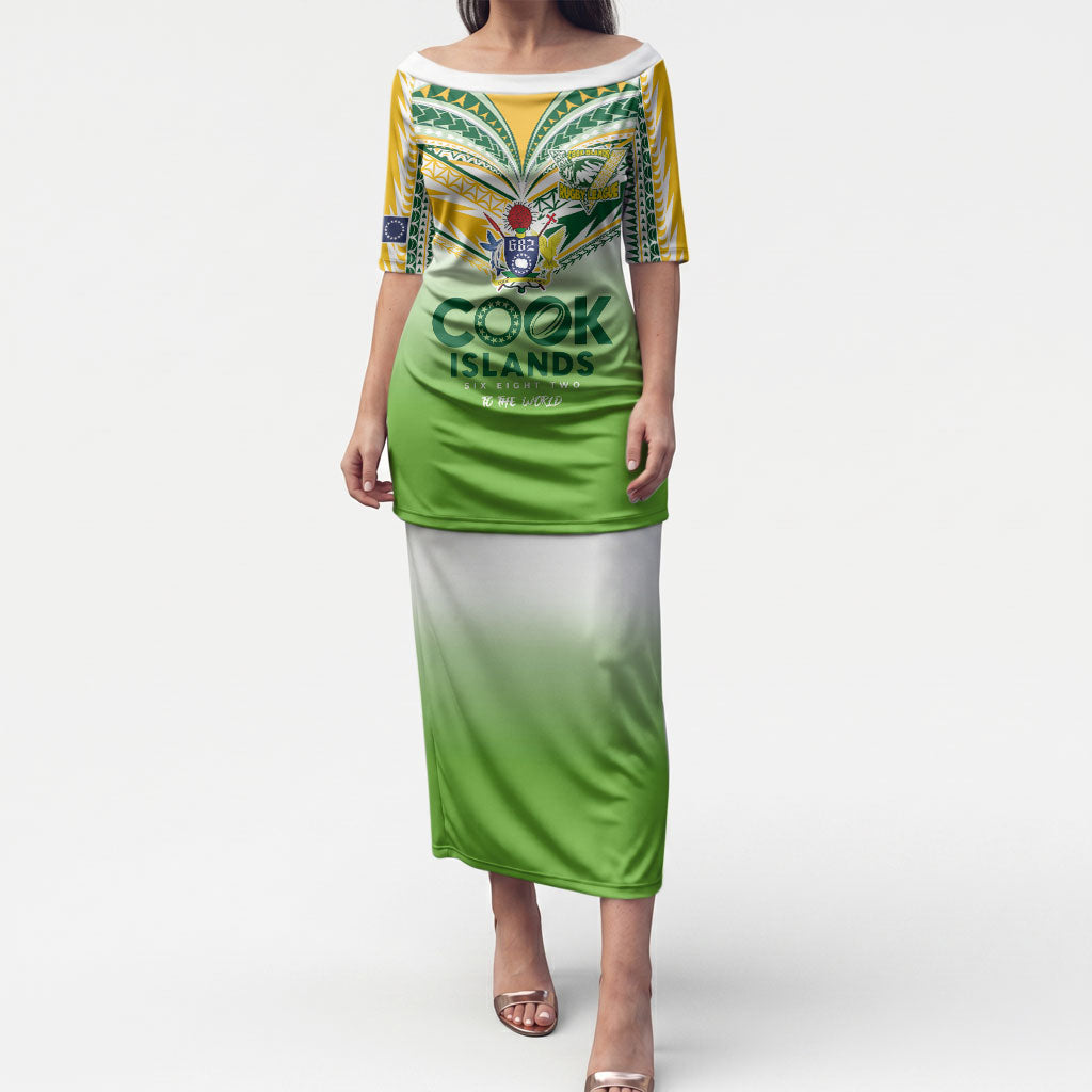 Cook Islands Rugby Puletasi Six Eight Two to The World - Tatau Tribal Motif LT03 Long Dress Multicolor - Polynesian Pride