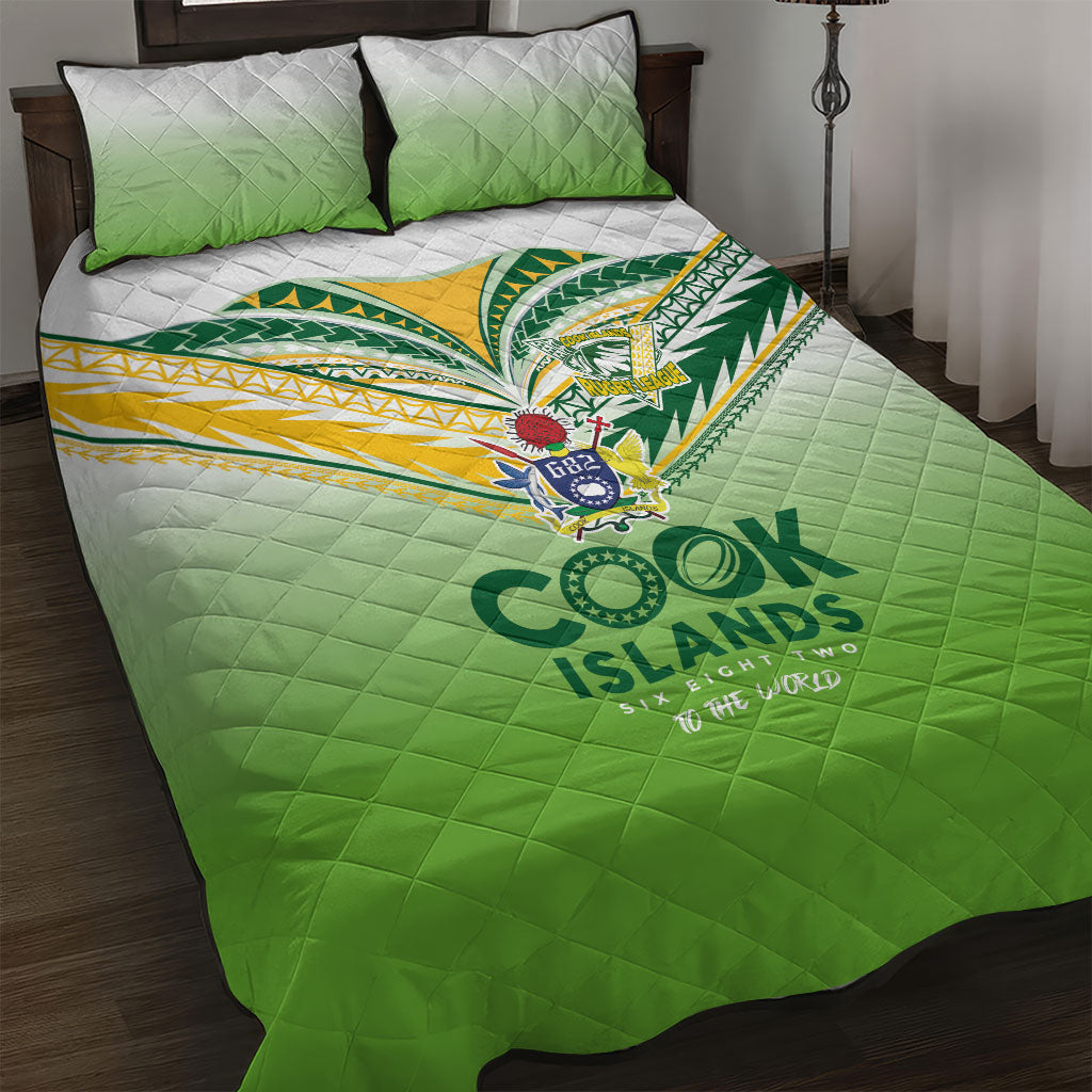 Cook Islands Rugby Quilt Bed Set Six Eight Two to The World - Tatau Tribal Motif LT03 Multicolor - Polynesian Pride