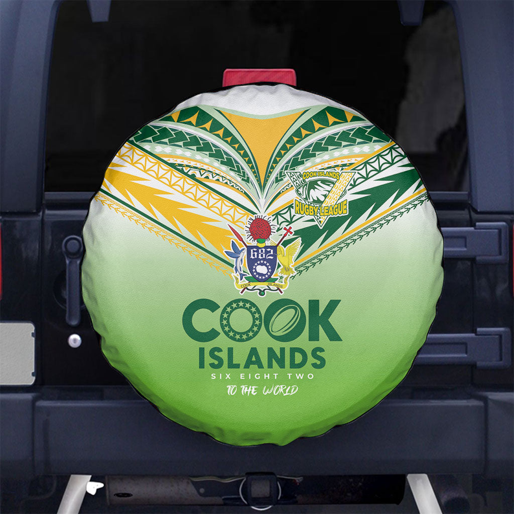 Cook Islands Rugby Spare Tire Cover Six Eight Two to The World - Tatau Tribal Motif