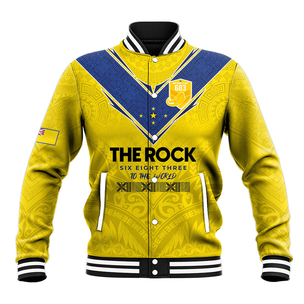 Niue Rugby Custom Baseball Jacket Six Eight Three to The World - Hiapo Tribal Motif LT03 Unisex Multicolor - Polynesian Pride