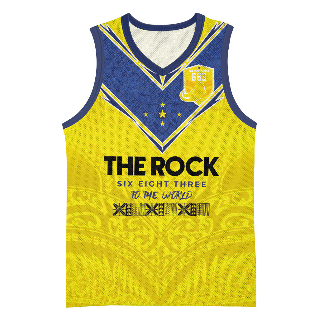 Niue Rugby Custom Basketball Jersey Six Eight Three to The World - Hiapo Tribal Motif