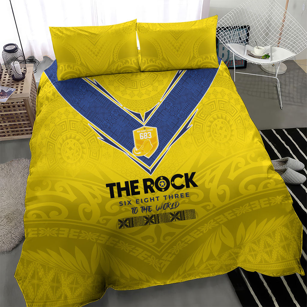 Niue Rugby Bedding Set Six Eight Three to The World - Hiapo Tribal Motif