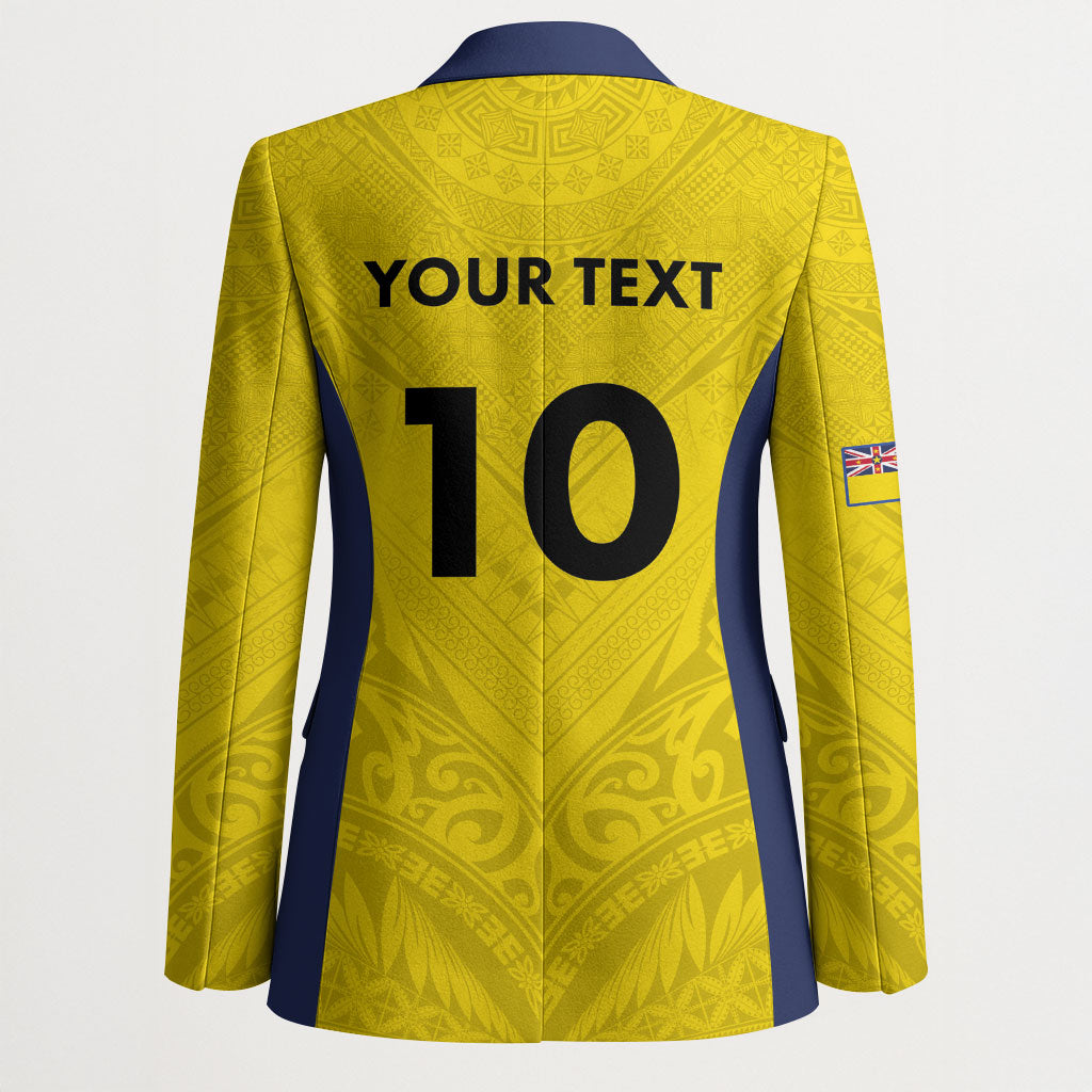 Niue Rugby Custom Blazer Six Eight Three to The World - Hiapo Tribal Motif