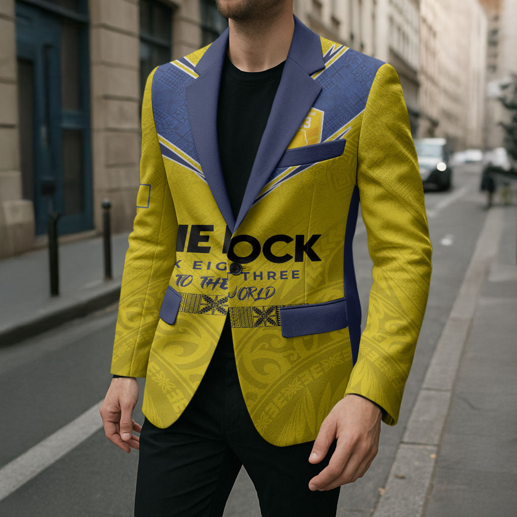 Niue Rugby Custom Blazer Six Eight Three to The World - Hiapo Tribal Motif