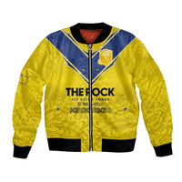 Niue Rugby Custom Bomber Jacket Six Eight Three to The World - Hiapo Tribal Motif