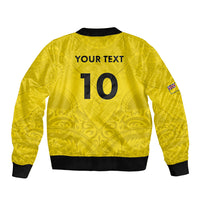 Niue Rugby Custom Bomber Jacket Six Eight Three to The World - Hiapo Tribal Motif