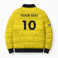 Niue Rugby Custom Bomber Puffer Jacket Six Eight Three to The World - Hiapo Tribal Motif LT03 - Polynesian Pride
