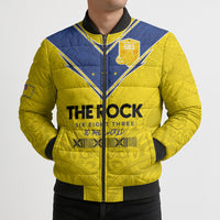 Niue Rugby Custom Bomber Puffer Jacket Six Eight Three to The World - Hiapo Tribal Motif LT03 - Polynesian Pride