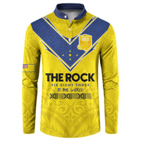 Niue Rugby Custom Button Sweatshirt Six Eight Three to The World - Hiapo Tribal Motif