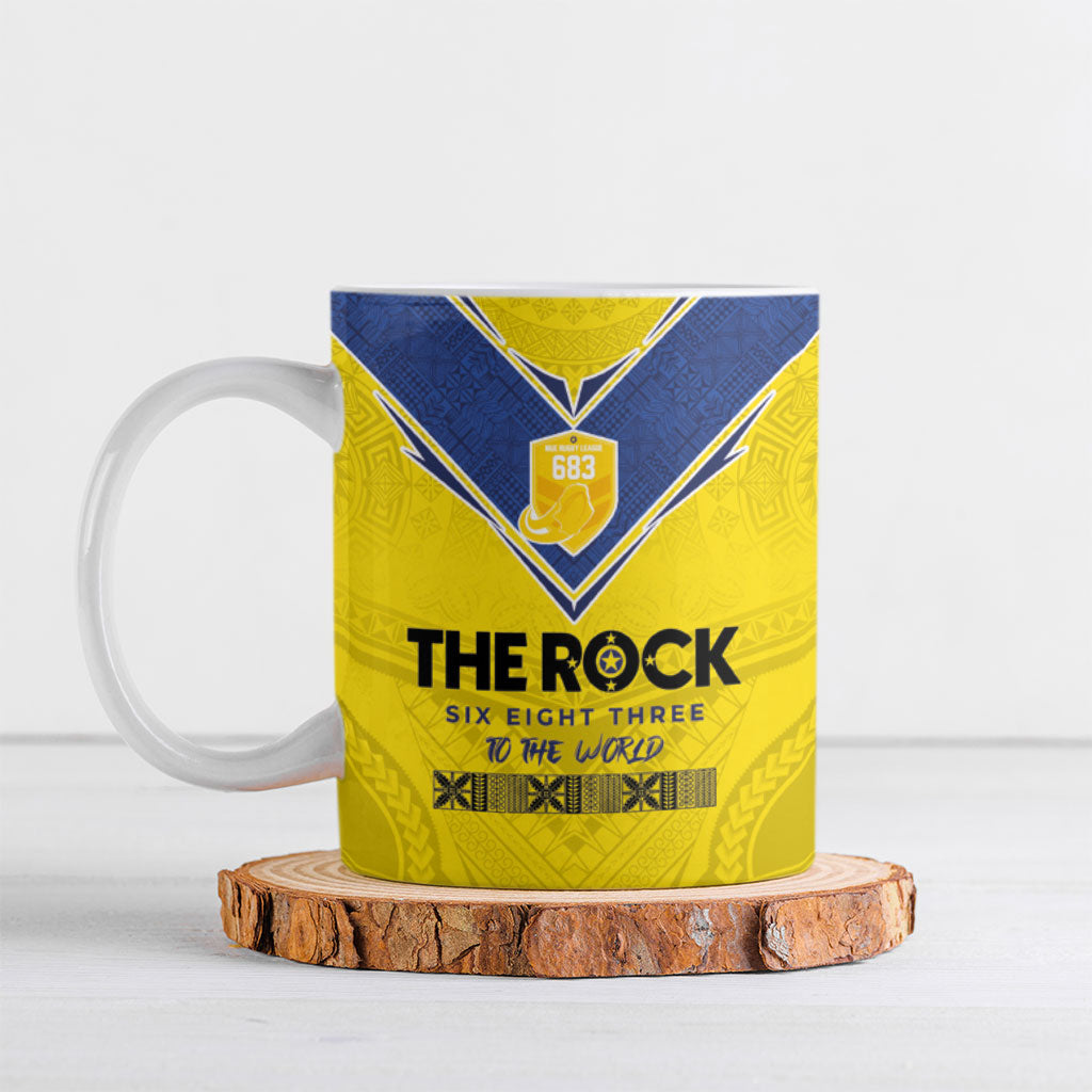 Niue Rugby Custom Ceramic Mug Six Eight Three to The World - Hiapo Tribal Motif