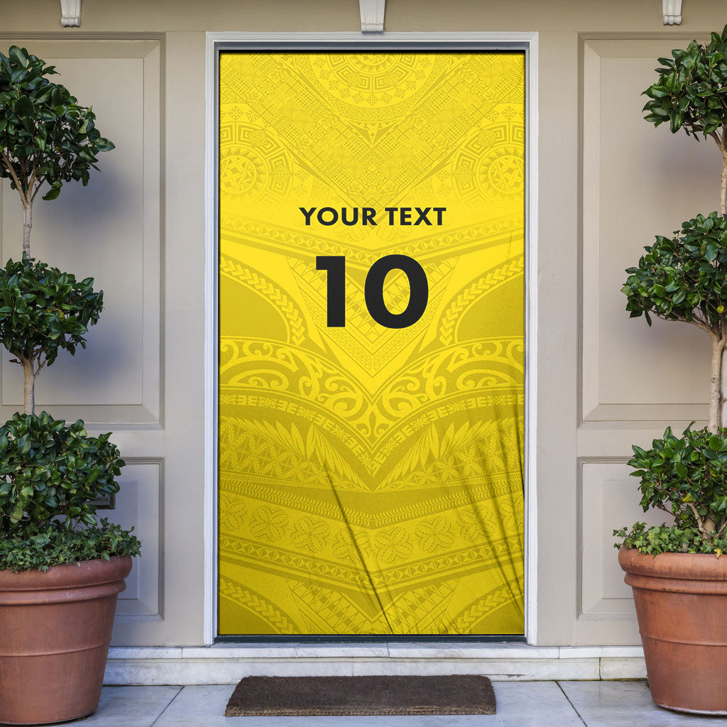 Niue Rugby Custom Door Cover Six Eight Three to The World - Hiapo Tribal Motif