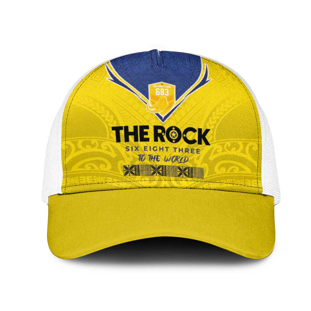 Niue Rugby Mesh Trucker Cap Six Eight Three to The World - Hiapo Tribal Motif