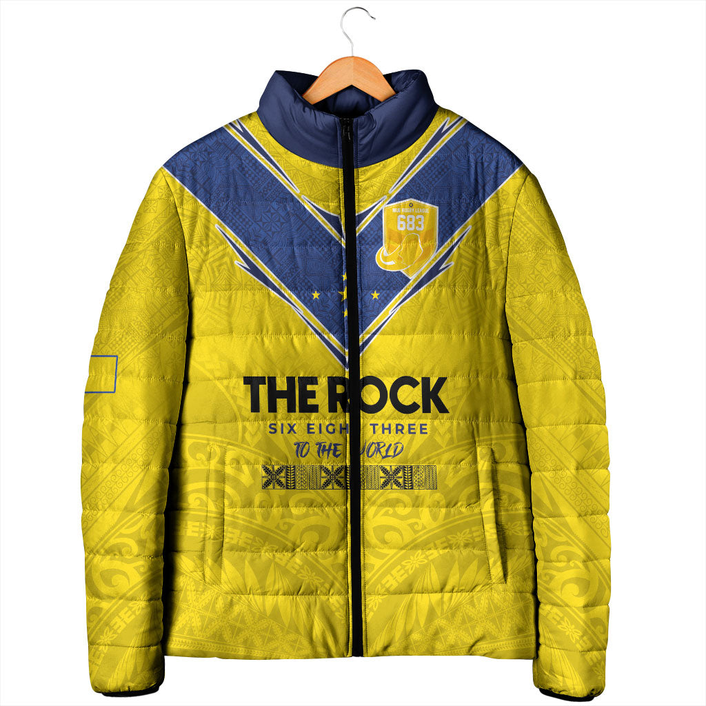 Niue Rugby Custom Padded Jacket Six Eight Three to The World - Hiapo Tribal Motif