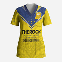 Niue Rugby Custom Scrub Top Six Eight Three to The World - Hiapo Tribal Motif