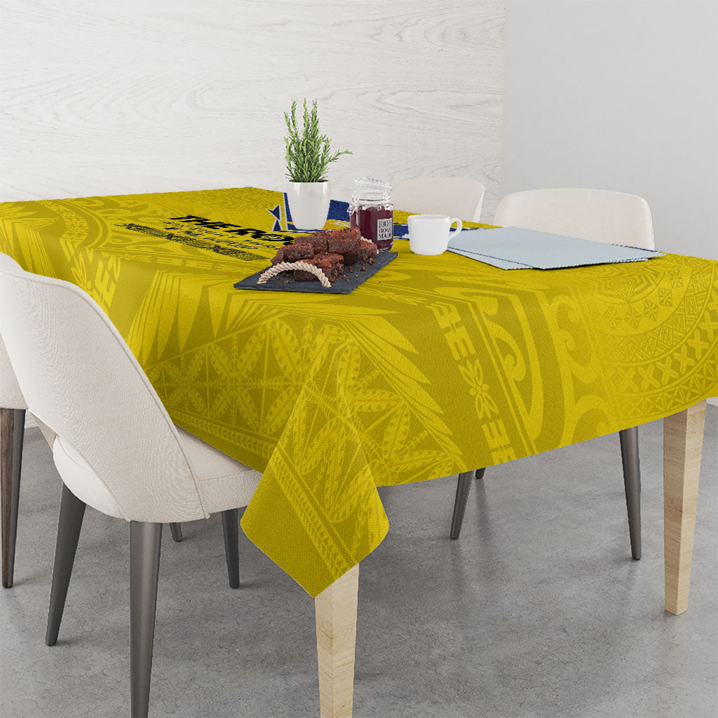 Niue Rugby Tablecloth Six Eight Three to The World - Hiapo Tribal Motif