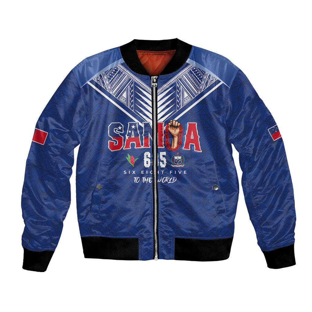 Samoa Rugby Custom Bomber Jacket Six Eight Five to The World - Pacific Motif